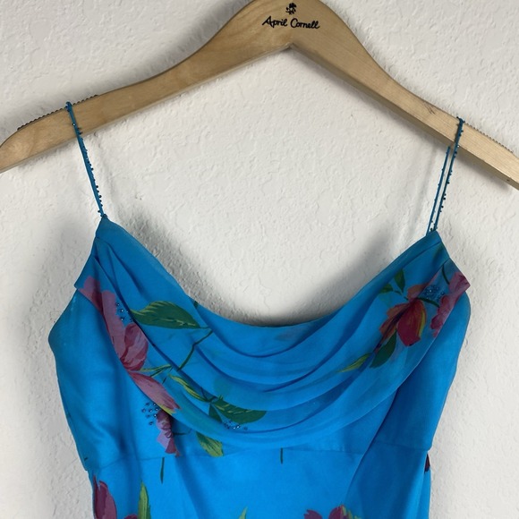 Vtg Lillie Rubin 6 Maxi Slip Dress Fairy Silk Beaded Thin Strap Floral Babydoll - Picture 3 of 7